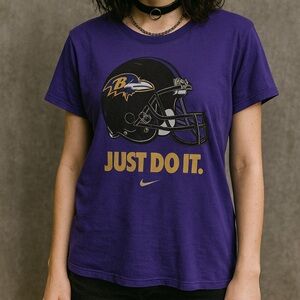 BALTIMORE RAVENS T-shirt Women's XL NIKE JUST DO IT PURPLE Football Gear